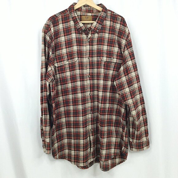 Outdoor Life Plaid Flannel Shirt Mens Size 3XLT Brown Long Sleeve Button Down - Picture 1 of 5